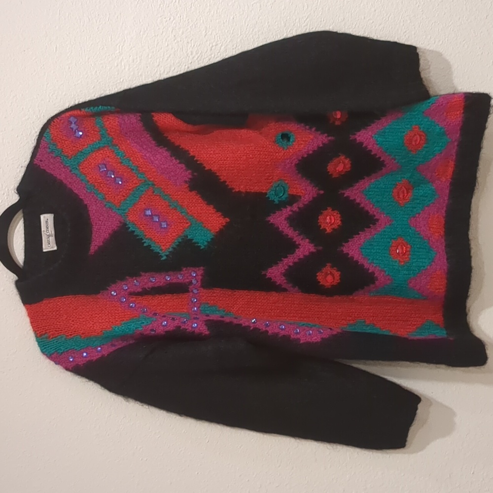 Vintage 80's Casual Corner Oversized Geometric Mohair Wool Size Large